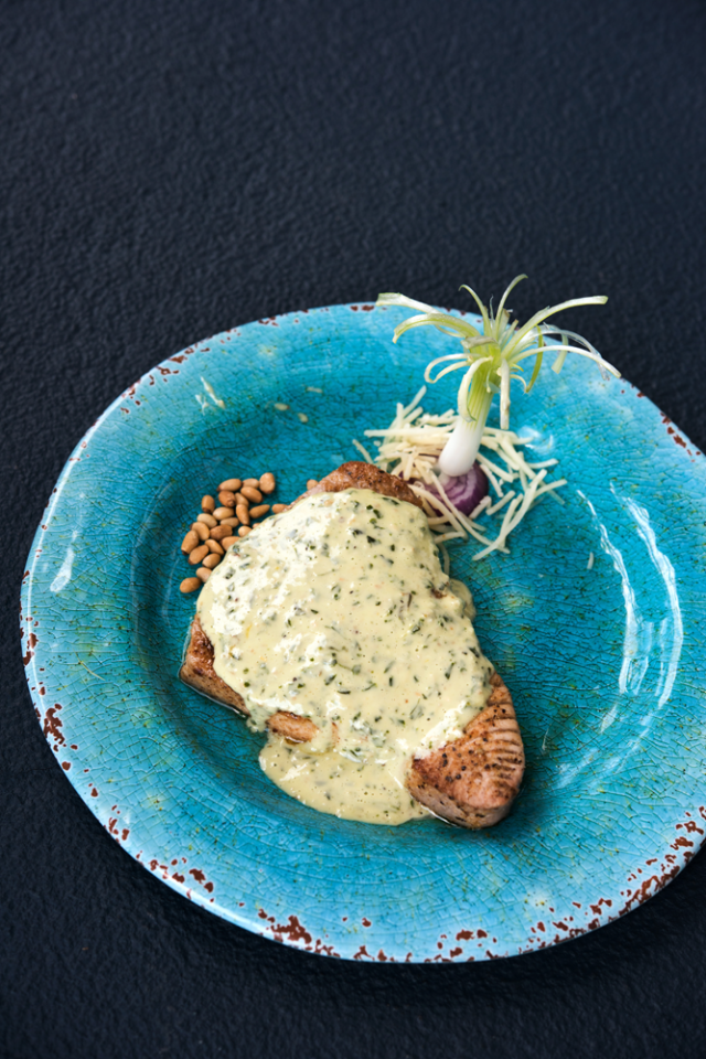 Recipe Seared Bigeye Tuna Steak with Basil Pesto Vinaigrette Jacksonville Magazine