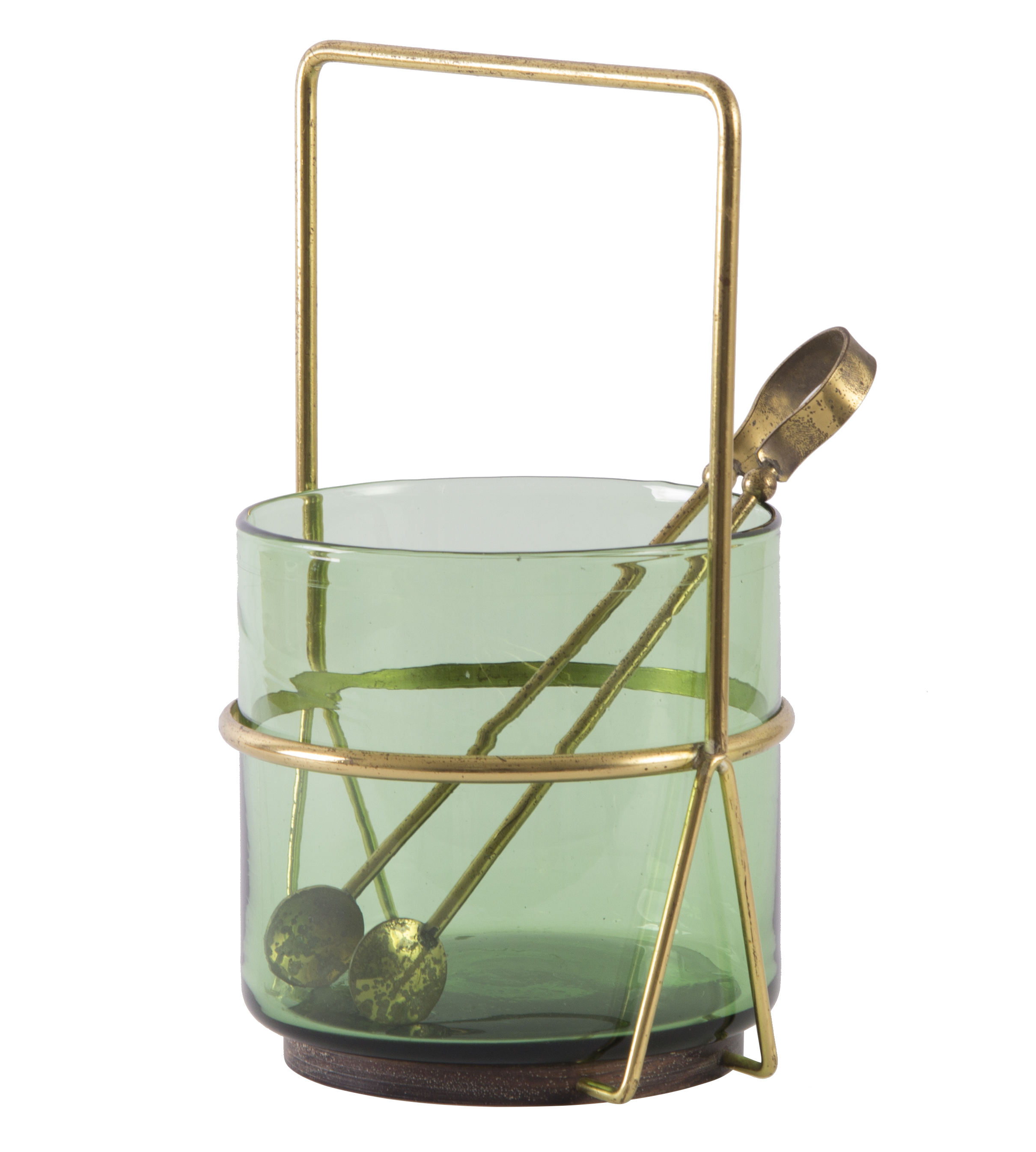 Glass Ice Bucket with Brass Tongs Jacksonville Magazine
